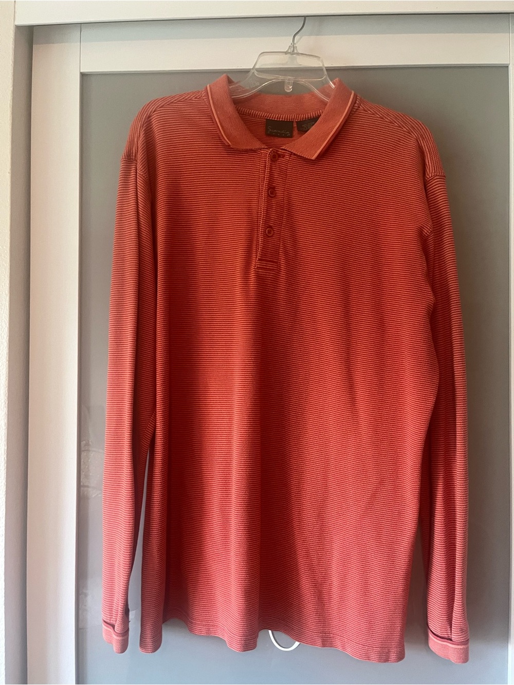 Scandia Woods Long-Sleeve Polo Shirt in Rust Red - Men's 549
